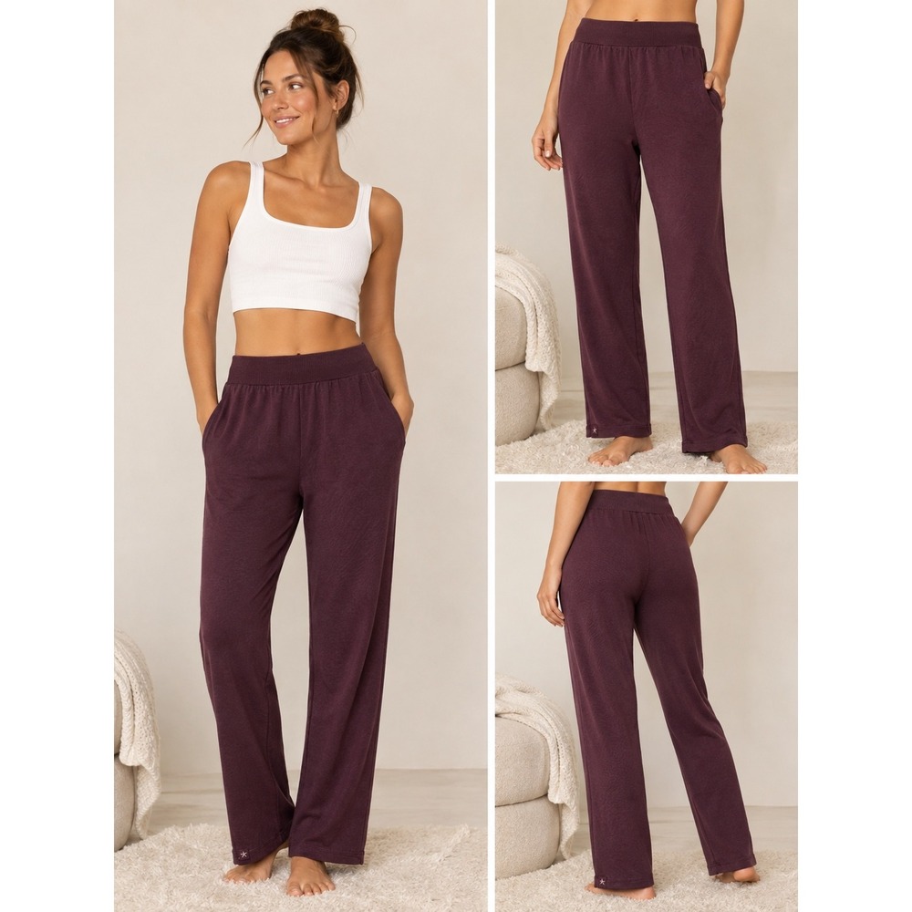 Barefoot Dreams Petite‎ Medium Plum Modal Cotton Fleece Lounge Pants BDWNV22008